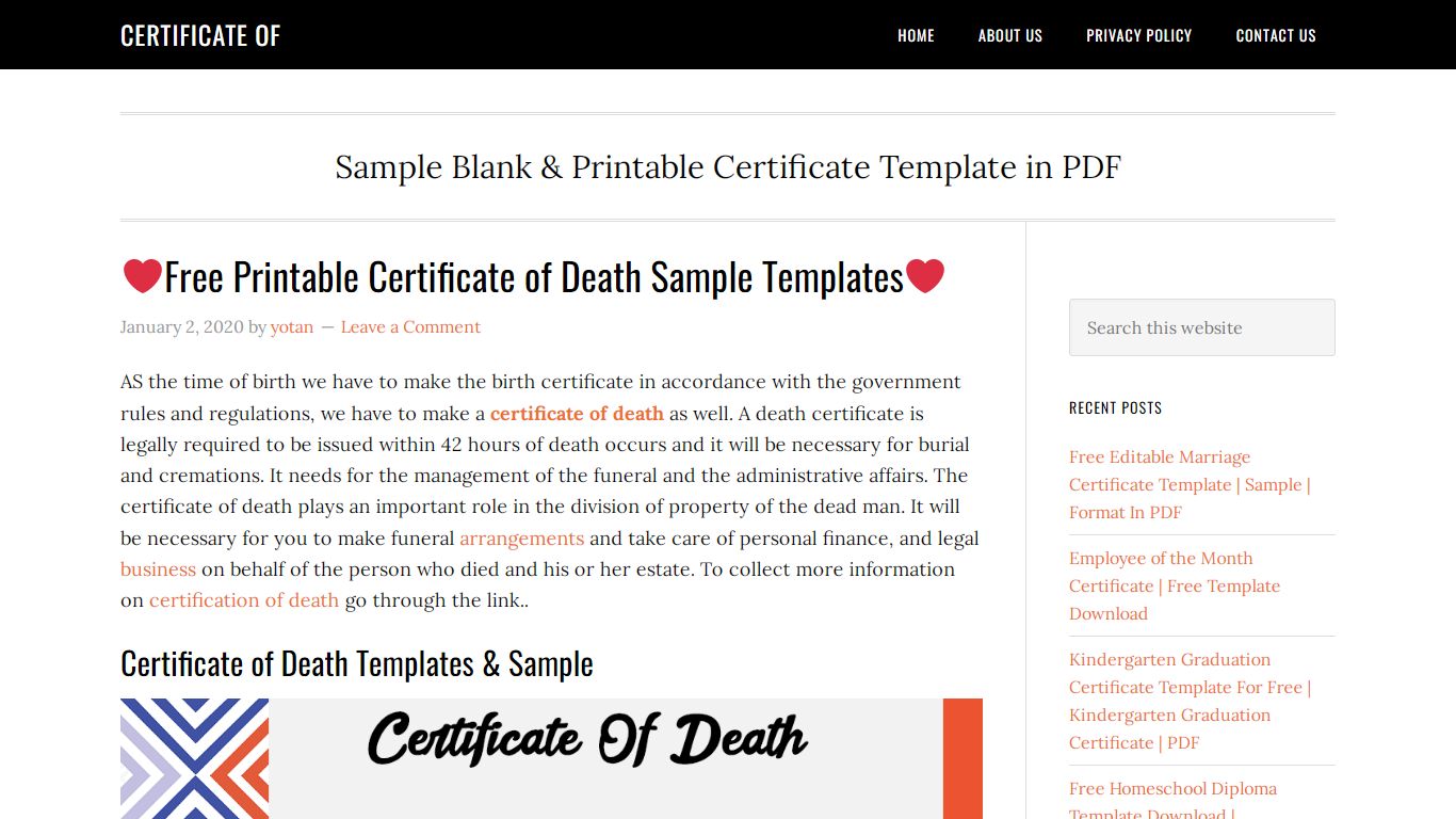 ️Free Printable Certificate of Death Sample Templates ️